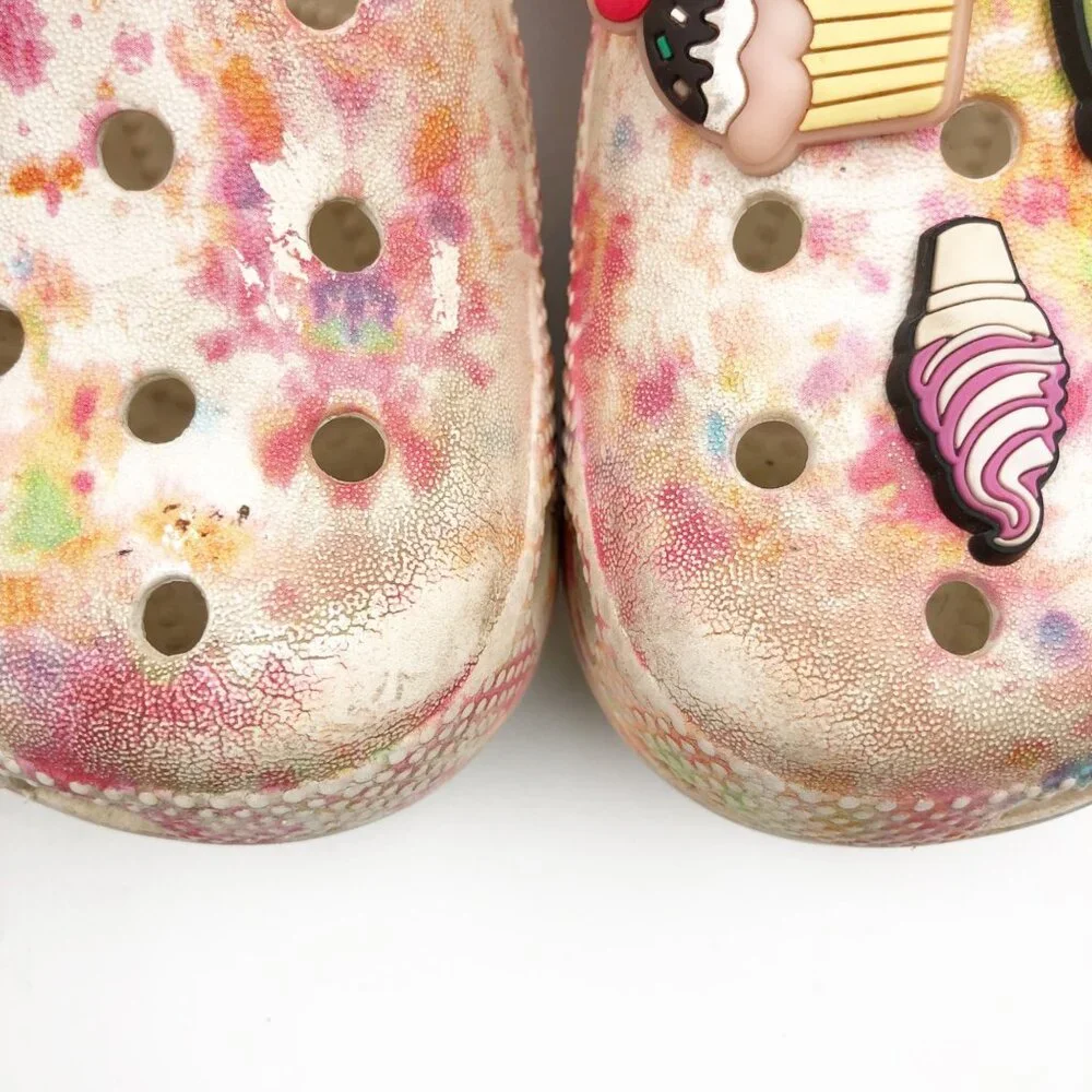 Crocs Orange Pink Sherbet Multicolored Slip On Rubber Clogs Gidgets Kids 2